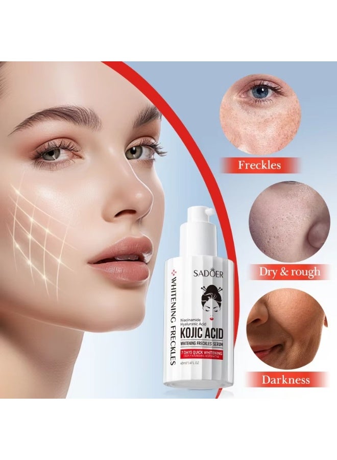 SADOER Kojic Acid Whitening Freckles Serum 40 ml Brightening Dark Spot Removal Skin Tone Repair Facial Care - Image 5